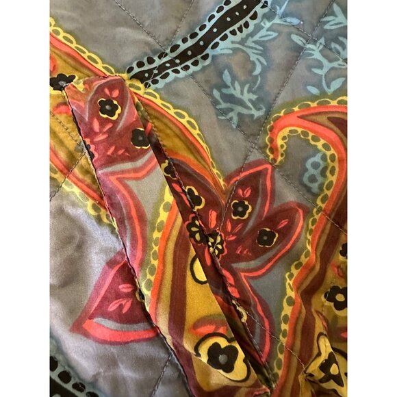 VTG Robert Stock Ltd Quilted Silk Bomber Jacket Retro Paisley Blue Multi-Color L - Picture 9 of 12